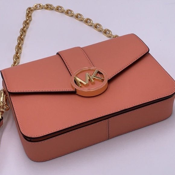 Michael Kors Carmen Medium Convertible Shoulder Bag Crossbody SHERBERT Leather - Picture 11 of 16